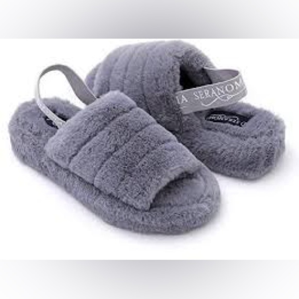 Seranoma Women’s Faux Fur Slippers with Strap